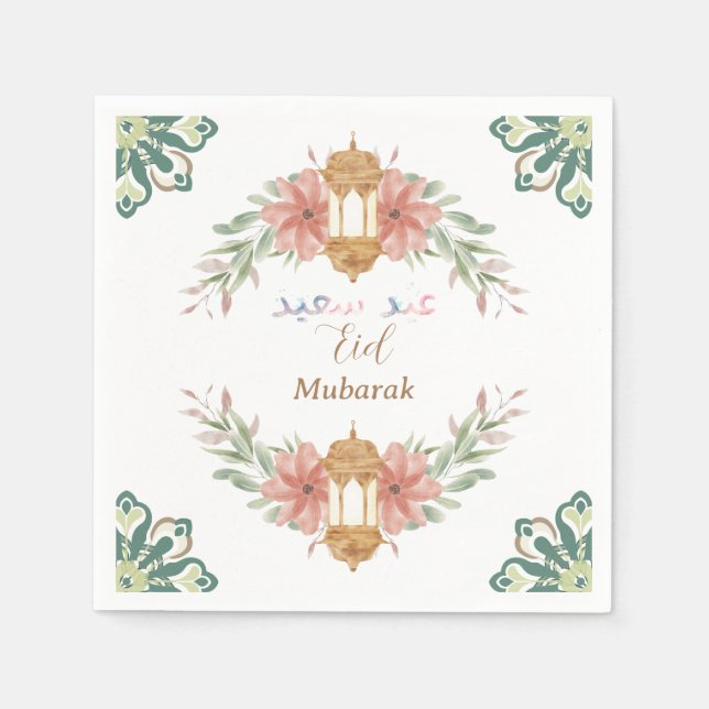 Beautiful Eid Mubarak|Ramadan Blume Wreath Lamp Serviette (Vorderseite)