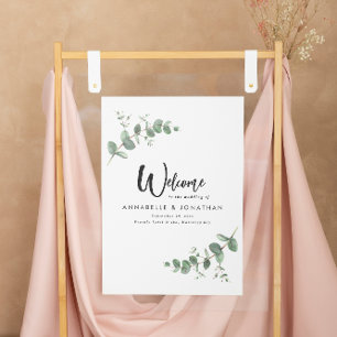 Beautiful elegant eucalyptus welcome decor wedding poster
