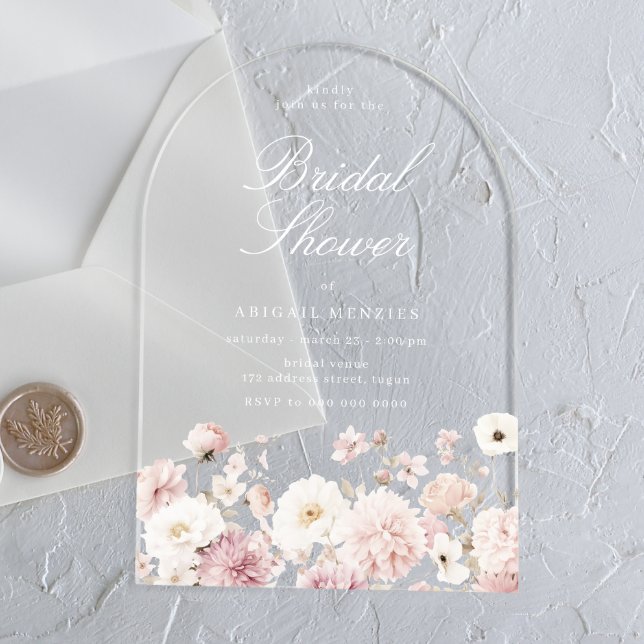 Beautiful Elegant Floral Bridal Shower Acryleinladungen (Von Creator hochgeladen)