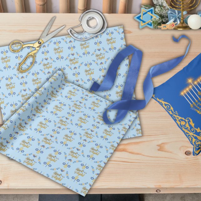 Beautiful Elegant Light Blue Hanukkah Geschenkpapier (Von Creator hochgeladen)
