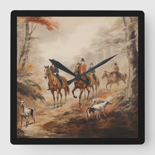 Beautiful English Countryside Clock Quadratische Wanduhr (Vorderseite)