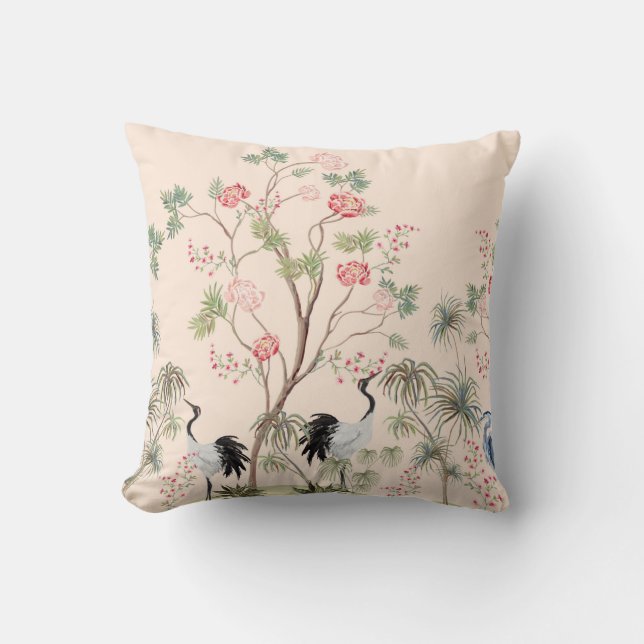 Beautiful exotic chinoiserie wallpaper. Hand drawn Kissen (Vorderseite)