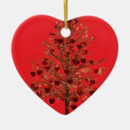 Beautiful Faded Flowers on a Valentines Day Tree C Keramik Ornament