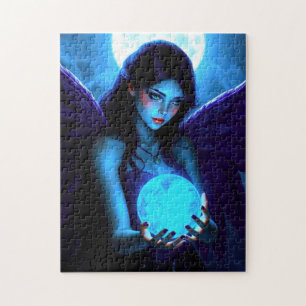 Beautiful Fairy Holds Magical Glows Orb Puzzle