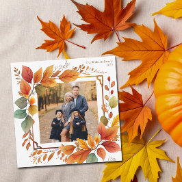 Beautiful Fall Foliage Family Foto Erntedank Feiertagskarte