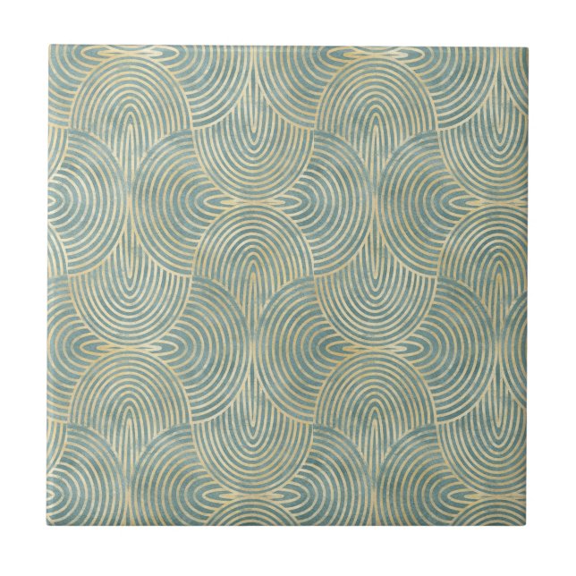 Beautiful ,fan,art deco, pattern,green colors,gre fliese (Vorderseite)