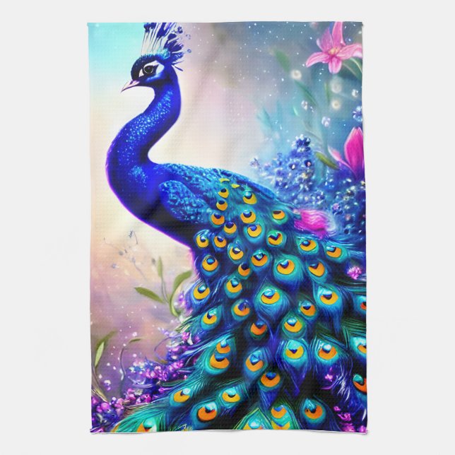 Beautiful Fantasy Peacock Geschirrtuch (Vertikal)