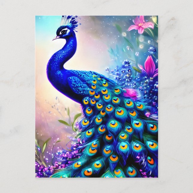 Beautiful Fantasy Peacock Postkarte (Vorderseite)