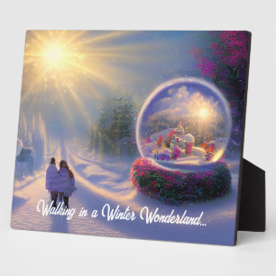Beautiful Fantasy Snow Globe Holiday Tabletop Fotoplatte