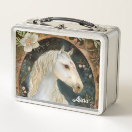 Beautiful Fantasy White Horse Metall Brotdose
