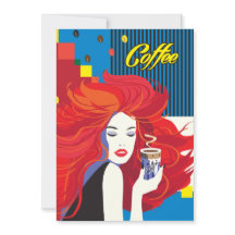 "Beautiful Fashion Woman with Coffee Cup" Pop Art