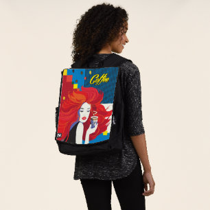 "Beautiful Fashion Woman with Coffee Cup" Pop Art Rucksack