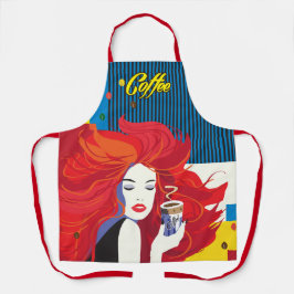 "Beautiful Fashion Woman with Coffee Cup" Pop Art Schürze