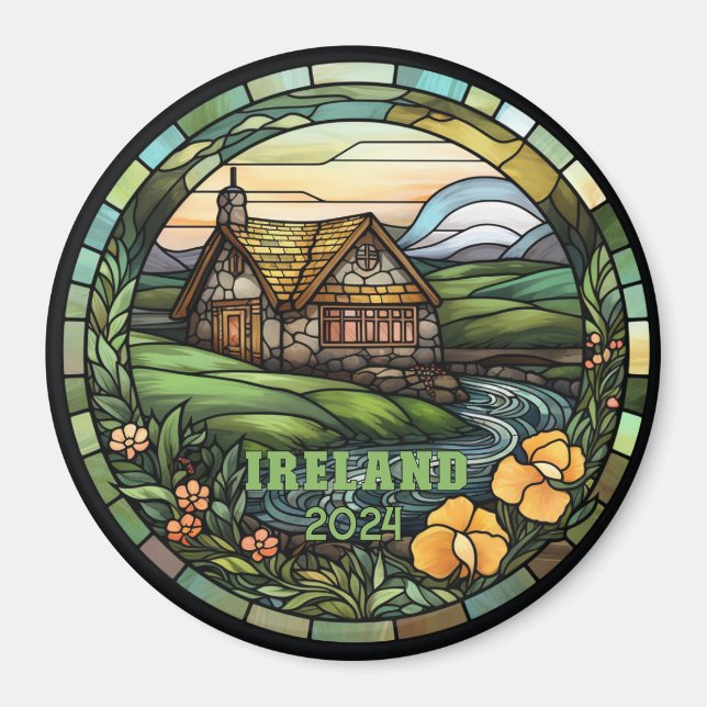 Beautiful Faux Stained Glass Ireland Souvenir Magnet (Vorne)