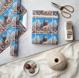 Beautiful Fawn French Bulldog & Blume Geschenkpapier