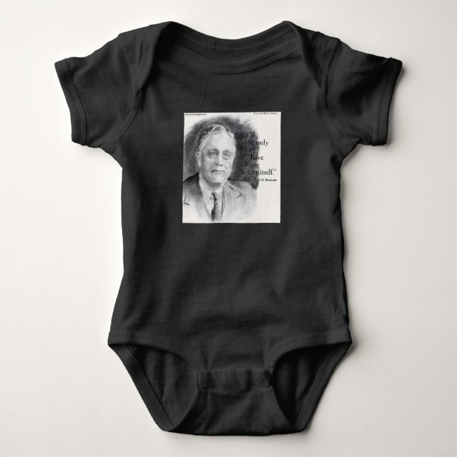 Beautiful FDR Portrait & "Fear Itself" Quote Baby Strampler (Vorderseite)