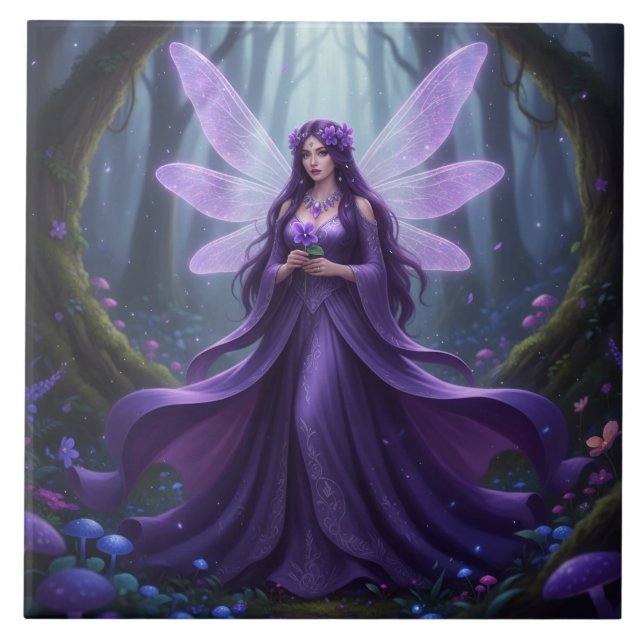Beautiful February Amethyst Fairy Fliese (Vorderseite)