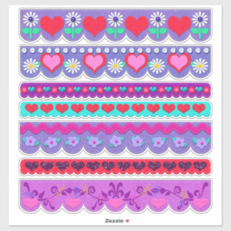 Beautiful Felt Style Valentine's Day Borders Aufkleber