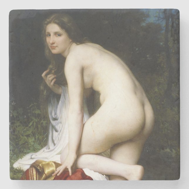 Beautiful Female Bather (von Bouguereau) Steinuntersetzer (Vorderseite)