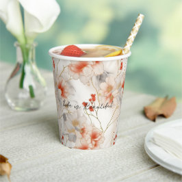 Beautiful Feminine Peach Red White Floral Pappbecher