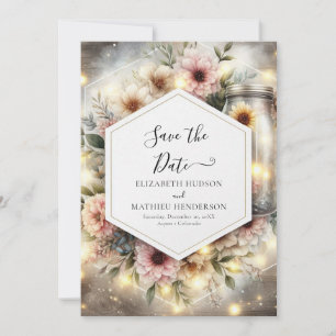 Beautiful Field Mason Jar Wedding Save The Date