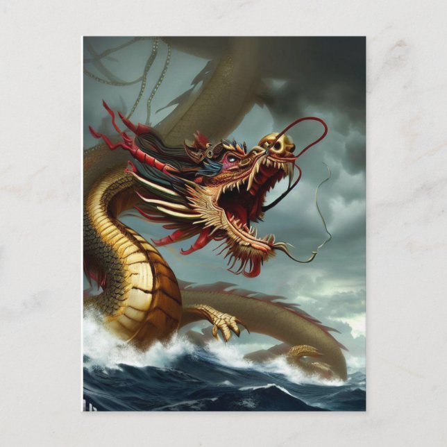 Beautiful Fierce Red Dragon Postkarte (Vorderseite)