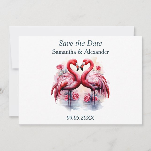 Beautiful Flamingo Save the Date (Vorderseite)