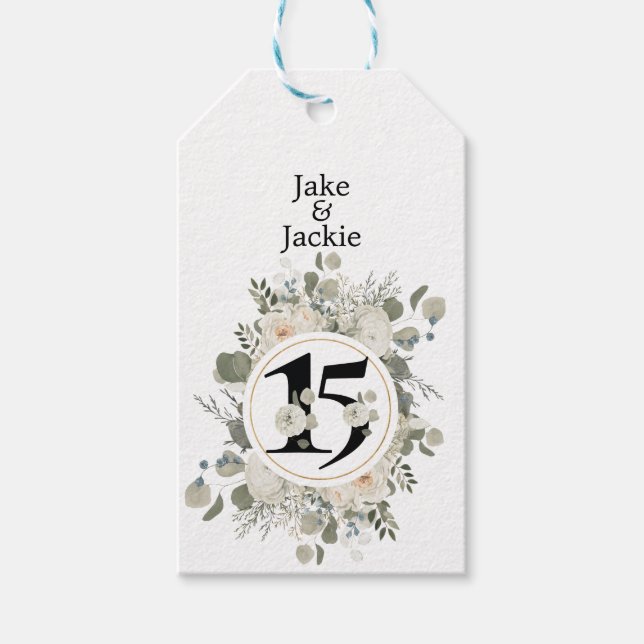 Beautiful Floral 15-jähriges Jubiläum Custom Gift  Geschenkanhänger (Vorderseite)