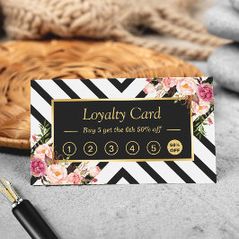 Beautiful Floral Abstrakt Stripes Loyalty Card Treuekarte
