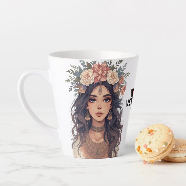 Beautiful Floral Anime Girl – Soft Pastel Aesthe Milchtasse (Beispiel)