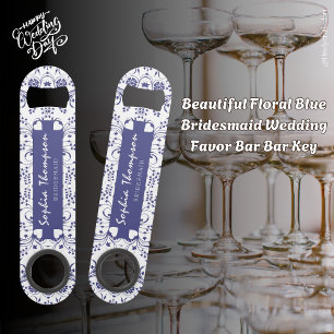 Beautiful Floral Blue Bridesmaid Gastgeschenk Hoch Speed Flaschenöffner
