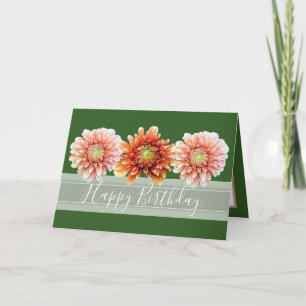 Beautiful Floral Bouquet Orange Dahlias Geburtstag Karte