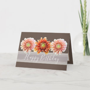 Beautiful Floral Bouquet Orange Dahlias Geburtstag Karte