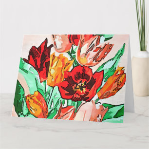 Beautiful Floral Bouquet Tulips Kontur Dankeskarte
