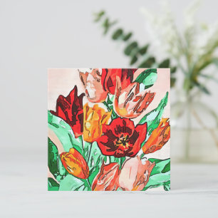 Beautiful Floral Bouquet Tulips Kontur Feiertagskarte