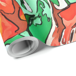 Beautiful Floral Bouquet Tulips Kontur Geschenkpapier