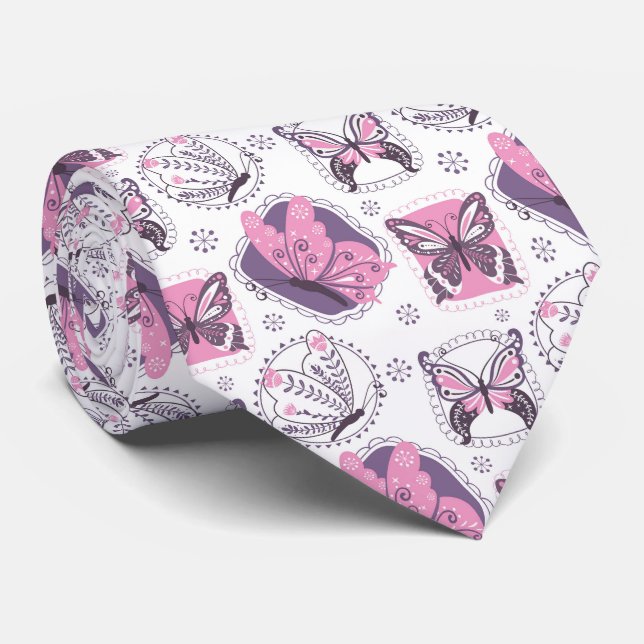 Beautiful Floral Butterfly Garden Neck Tie Krawatte (Gerollt)