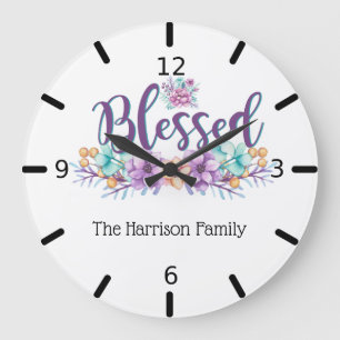 Beautiful Floral gesegnet Große Wanduhr