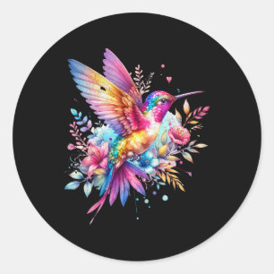 Beautiful Floral Hummingbird Spirituelle Krawatte  Runder Aufkleber