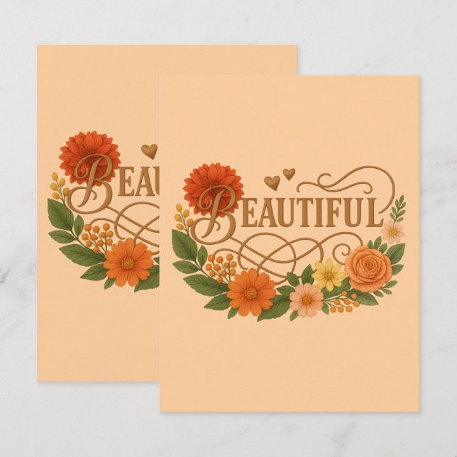 Beautiful Floral Response Card | Elegant Gold  RSVP Karte (Vorne/Hinten)
