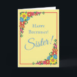 Beautiful Floral Sister Birthday Card Karte<br><div class="desc">Beautiful Floral Sister Birthday Card</div>