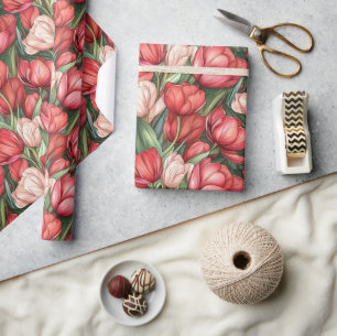 Beautiful Floral Tulip Bouquet Wrapping Paper Geschenkpapier