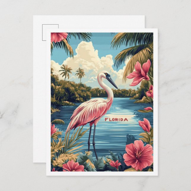 Beautiful Florida USA Vintag Illustration Travel Postkarte (Vorne/Hinten)