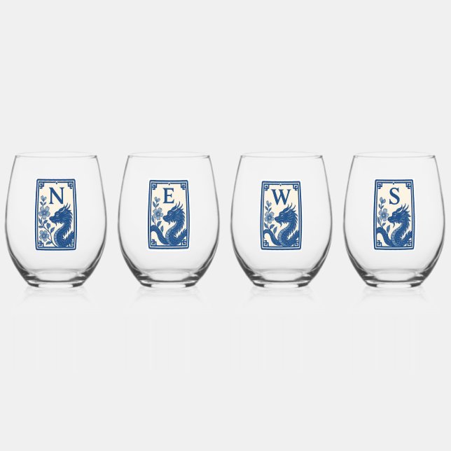 Beautiful Flow Blue Style Mahjong Wine Glasses Weinglas Ohne Stiel (Vorderseite)