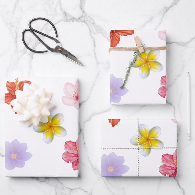 Beautiful Flower Gift Wrap Geschenkpapier Set (Vorderseite)