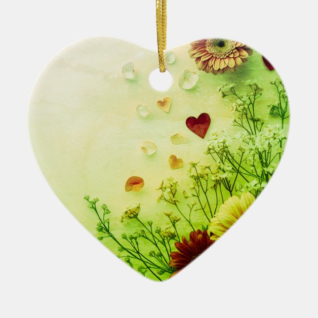 Beautiful Flowers on a Green Valentines Day Tree Keramik Ornament (Vorne)