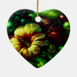Beautiful Flowers on a Valentines Day Tree  Keramik Ornament
