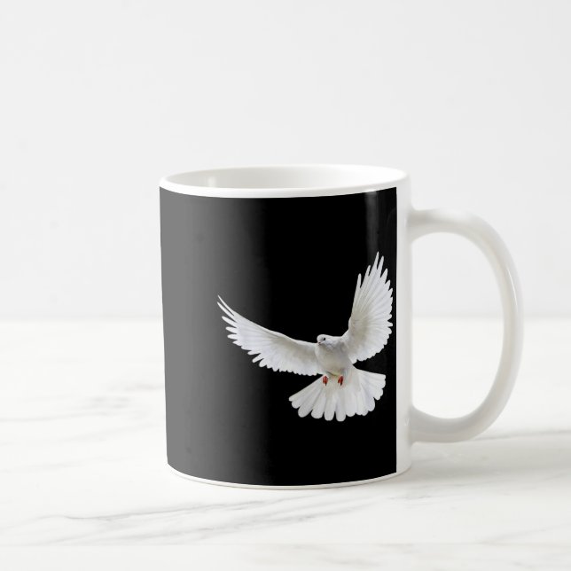 Beautiful Flying Peaceful White Dove Photo Silhoue Kaffeetasse (Rechts)