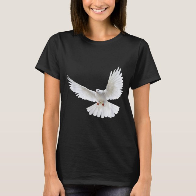 Beautiful Flying Peaceful White Dove Photo Silhoue T-Shirt (Vorderseite)