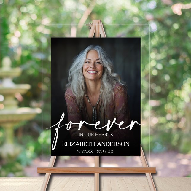 Beautiful Forever in our Hearts Photo Memorial Acrylschild (Beautiful Forever in our Hearts photo memorial acrylic sign, choose your size)